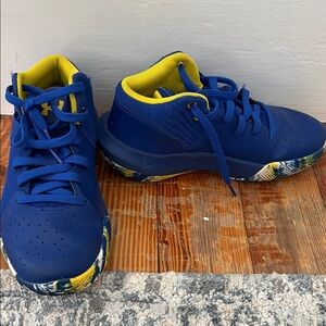 Under Armour Kids Blue and Yellow Sneakers